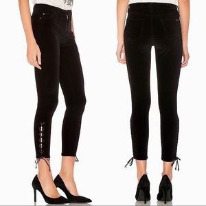 NWT New Hudson Nix High Rise Pants Lace Up Hem black Velvet Sz 29